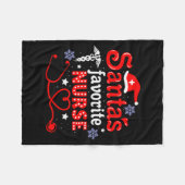 Santa's Favorite Nurse Christmas Short Sleeve  フリースブランケット (正面(横))