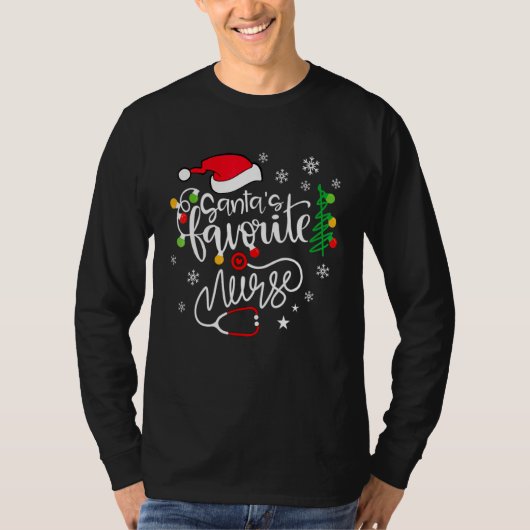 Santa's Favorite Nurse  Cute Merry Xmas Party Tシャツ (正面)