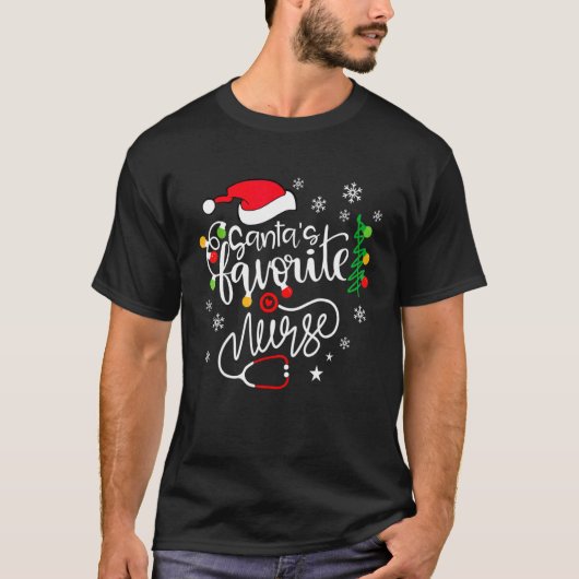 Santa's Favorite Nurse  Cute Merry Xmas Party Tシャツ (正面)