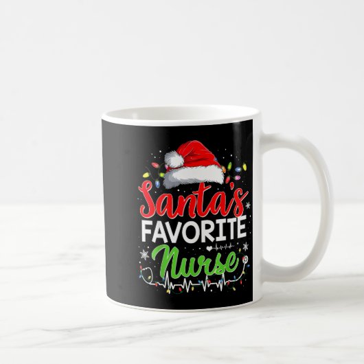 Santa's Favorite Nurse Funny Christmas Nurse Xmas コーヒーマグカップ (右)