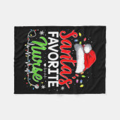 Santa's Favorite Nurse Funny Christmas Nurse Xmas  フリースブランケット (正面(横))