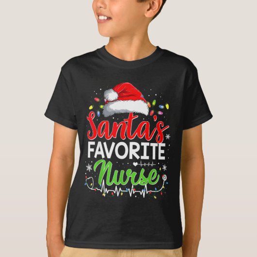 Santa's Favorite Nurse Funny Christmas Nurse Xmas  Tシャツ (正面)