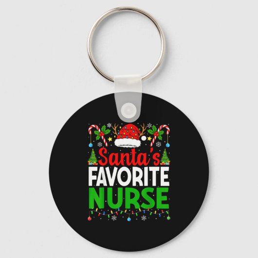 Santas Favorite Nurse Rn Christmas Nursing Christm キーホルダー (正面)