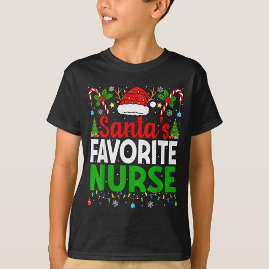 Santas Favorite Nurse Rn Christmas Nursing Christm Tシャツ (正面)