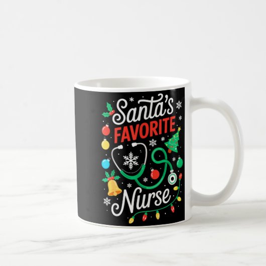 Santa's Favorite Nurse Shirt Men Women Funny Chris コーヒーマグカップ (右)