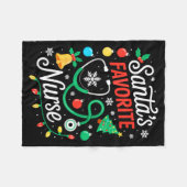 Santa's Favorite Nurse Shirt Men Women Funny Chris フリースブランケット (正面(横))