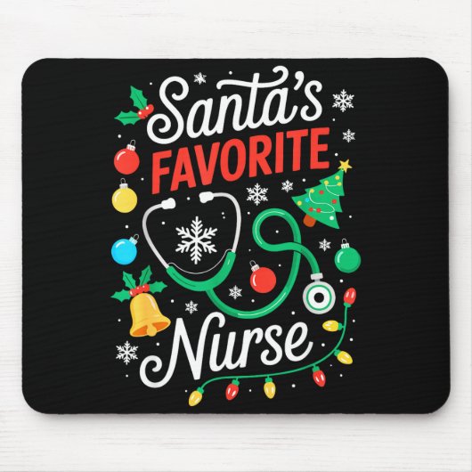 Santa's Favorite Nurse Shirt Men Women Funny Chris マウスパッド (正面)