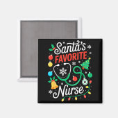 Santa's Favorite Nurse Shirt Men Women Funny Chris マグネット (正面/裏面)
