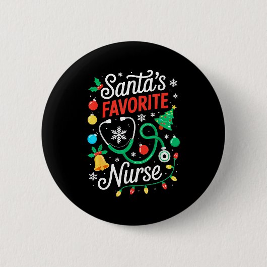 Santa's Favorite Nurse Shirt Men Women Funny Chris 缶バッジ (正面)