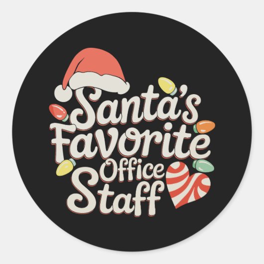 Santa's Favorite Office Staff Christmas Lights ラウンドシール (正面)