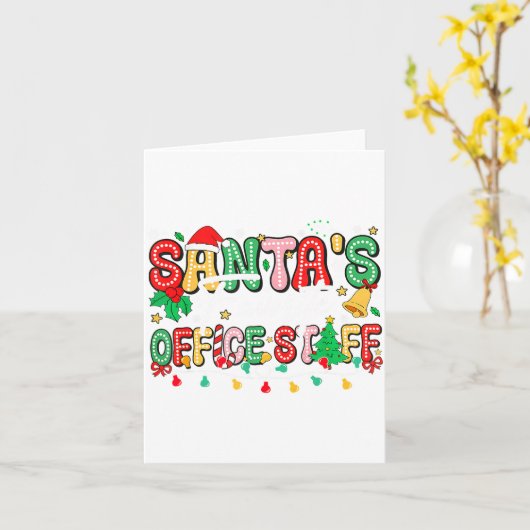 Santa's Favorite Office Staff Christmas Lights San カード (黄色い花)