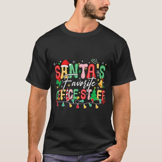 Santa's Favorite Office Staff Christmas Lights San Tシャツ (正面)