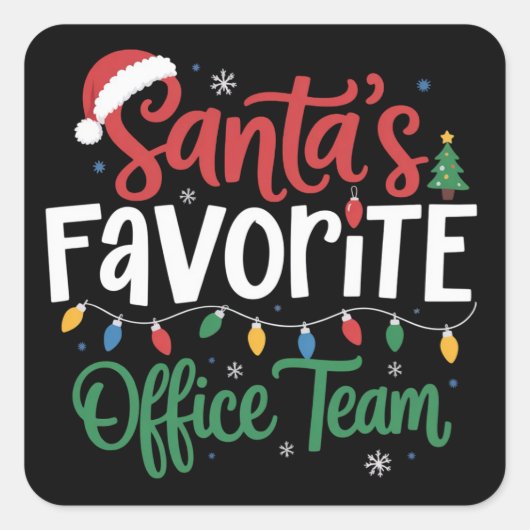 Santa's Favorite Office Team Christmas Funny Work  スクエアシール (正面)