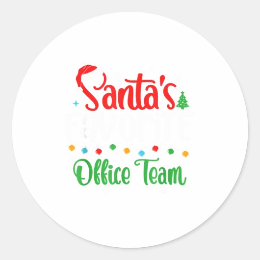 Santa's Favorite Office Team Christmas Lights Sant ラウンドシール (正面)