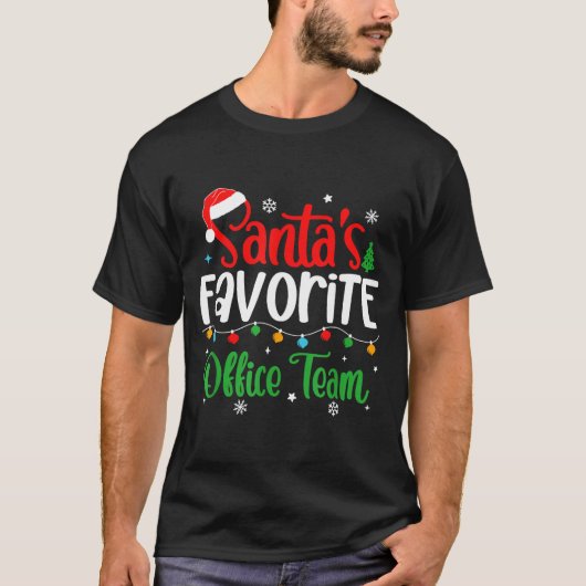 Santa's Favorite Office Team Christmas Lights Sant Tシャツ (正面)
