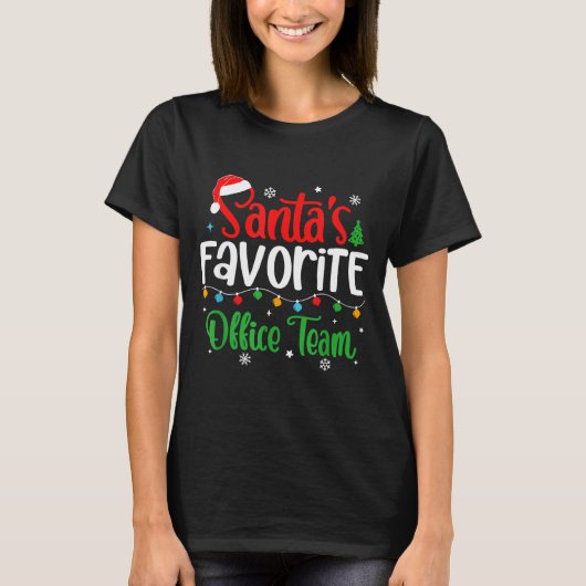 Santa's Favorite Office Team Christmas Lights Sant Tシャツ (正面)