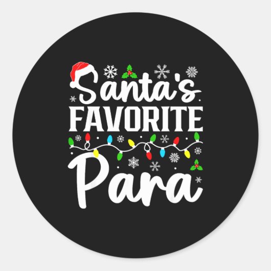 Santa's Favorite Para Funny Christmas Family Match ラウンドシール (正面)