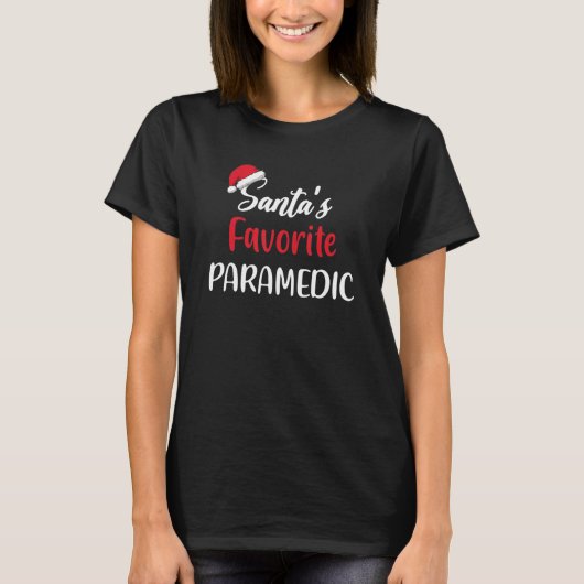 Santas Favorite Paramedic  Christmas  Pajama Xmas Tシャツ (正面)