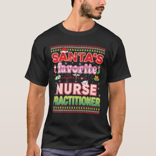 Santa's Favorite Practitioner Nurse Christmas Sant Tシャツ (正面)