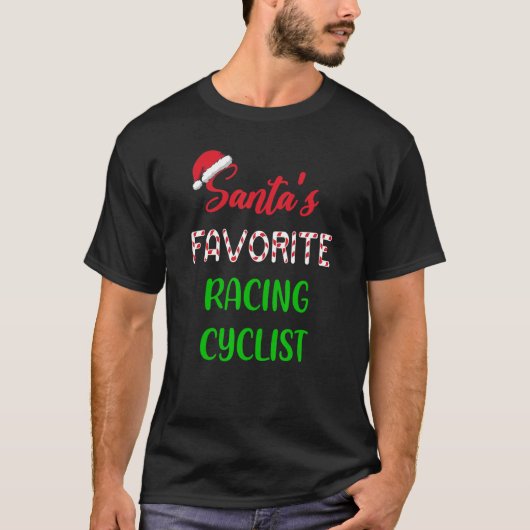 Santas Favorite Racing Cyclist   Funny Cycling Chr Tシャツ (正面)
