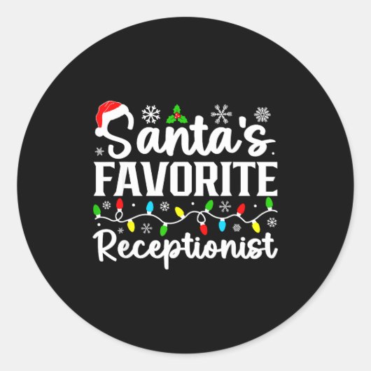 Santa's Favorite Receptionist Christmas Family Mat ラウンドシール (正面)
