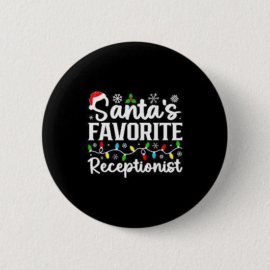 Santa's Favorite Receptionist Christmas Family Mat 缶バッジ (正面)