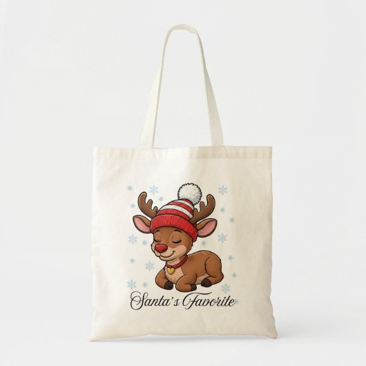  Santa's Favorite Reindeer Christmas Tote Bag トートバッグ (正面)