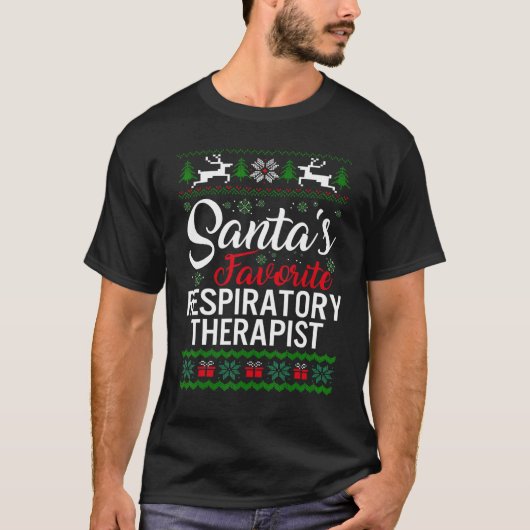 Santa's Favorite Respiratory Therapist Christmas U Tシャツ (正面)