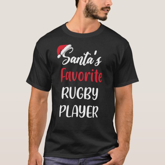 Santas Favorite Rugby Player Christmas Rugby Tシャツ (正面)