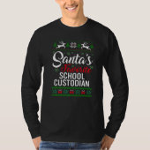 Santa's Favorite School Custodian Christmas Ugly S Tシャツ (正面)