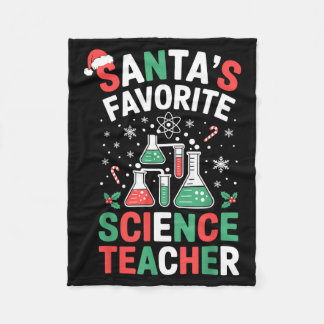 Santa's Favorite Science Teacher Funny Science Chr フリースブランケット