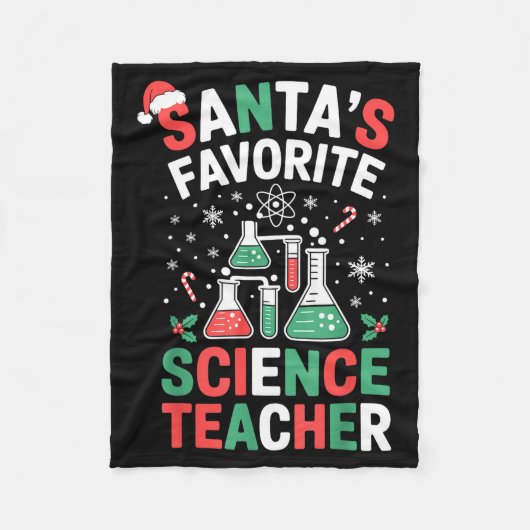 Santa's Favorite Science Teacher Funny Science Chr フリースブランケット (正面)
