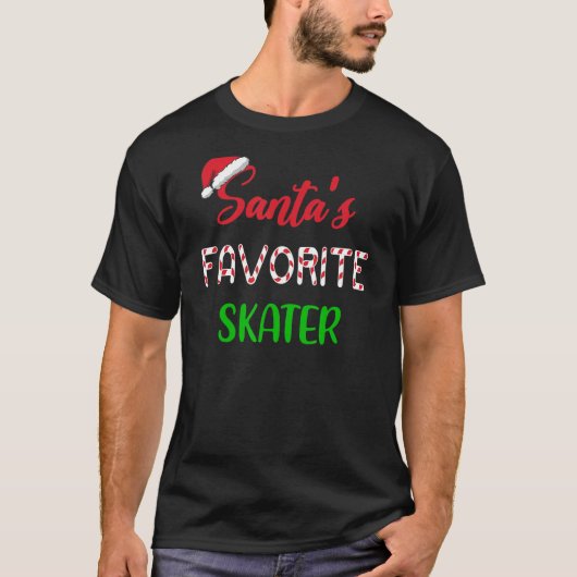 Santas Favorite Skater Funny Figure Skating Chri Tシャツ (正面)