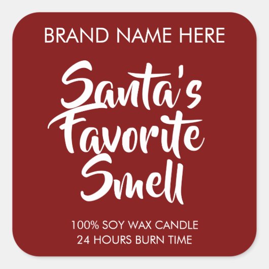 Santa's Favorite Smell Candle Labels スクエアシール (正面)