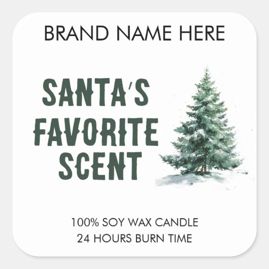 Santa's Favorite Smell | Modern Candle Labels スクエアシール (正面)