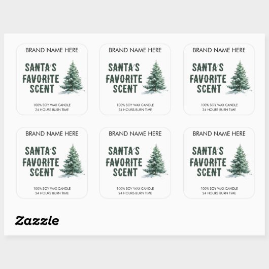 Santa's Favorite Smell | Modern Candle Labels スクエアシール (シート)