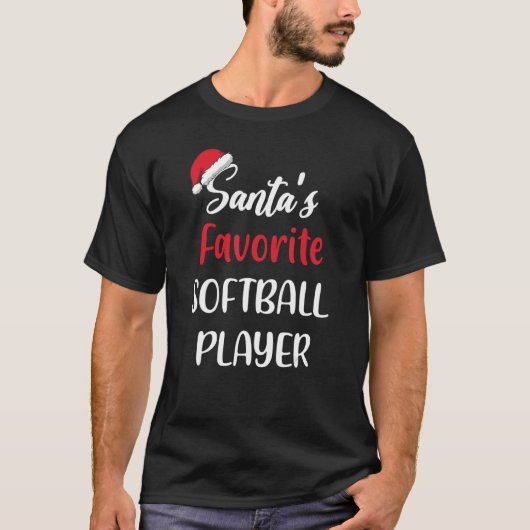 Santas Favorite Softball Player Christmas Softba Tシャツ (正面)