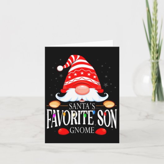 Santas Favorite Son Gnome Matching Christmas Paja カード (正面)
