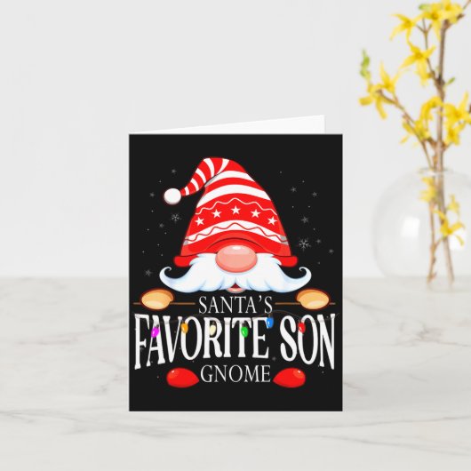 Santas Favorite Son Gnome Matching Christmas Paja  カード (黄色い花)