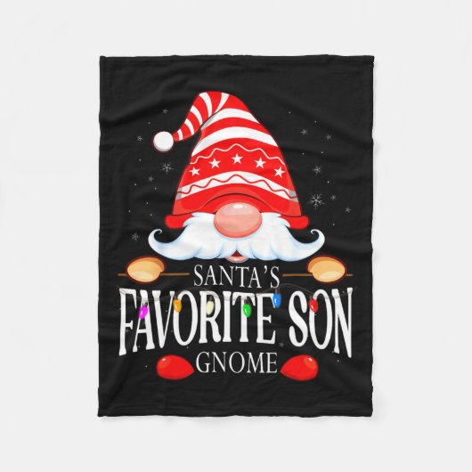 Santas Favorite Son Gnome Matching Christmas Paja フリースブランケット (正面)