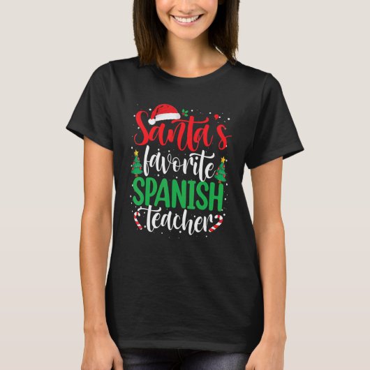 Santa's Favorite Spanish Teacher Christmas Santa H Tシャツ (正面)