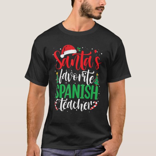 Santa's Favorite Spanish Teacher Christmas Santa H Tシャツ (正面)