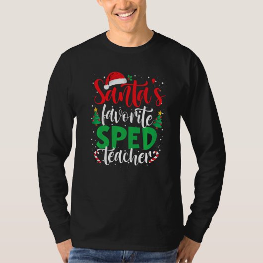Santa's Favorite SPED Teacher Christmas Santa Hat  Tシャツ (正面)