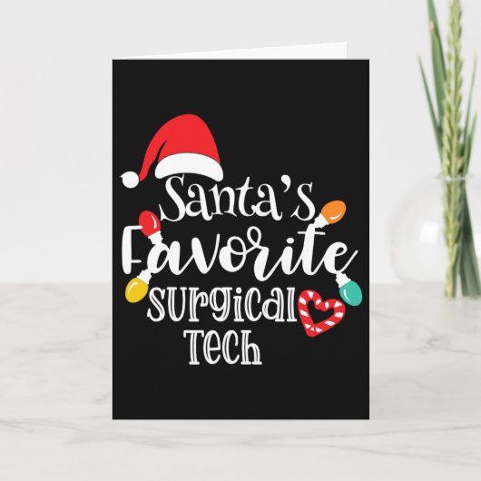 Santa's Favorite Surgical Tech Christmas Lights Sa カード (正面)