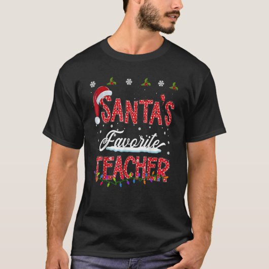 Santa's Favorite Teacher Family Matching Group Chr Tシャツ (正面)