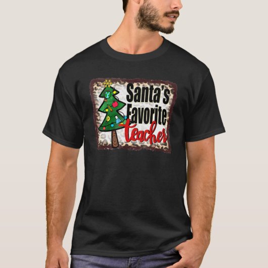 Santas Favorite Teacher Tree Leopard Print Tシャツ (正面)
