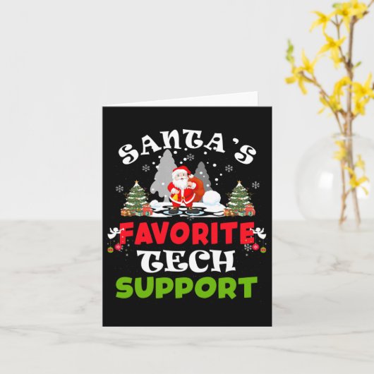 Santa's Favorite Tech Support Funny Christmas Vaca カード (黄色い花)