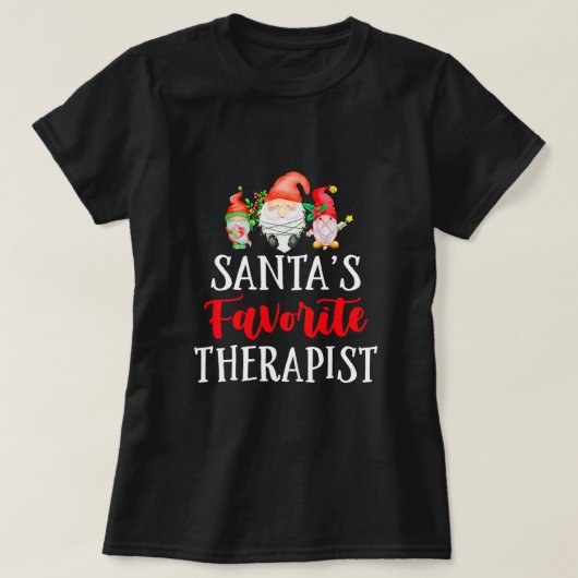 Santa's Favorite Therapist Christmas Fun Gnome Psy Tシャツ (デザイン正面)