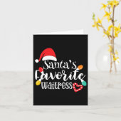 Santa's Favorite Waitress Christmas Lights Santa H カード (黄色い花)