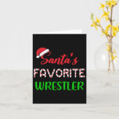 Santas Favorite Wrestler Funny Wrestling Christmas カード (黄色い花)